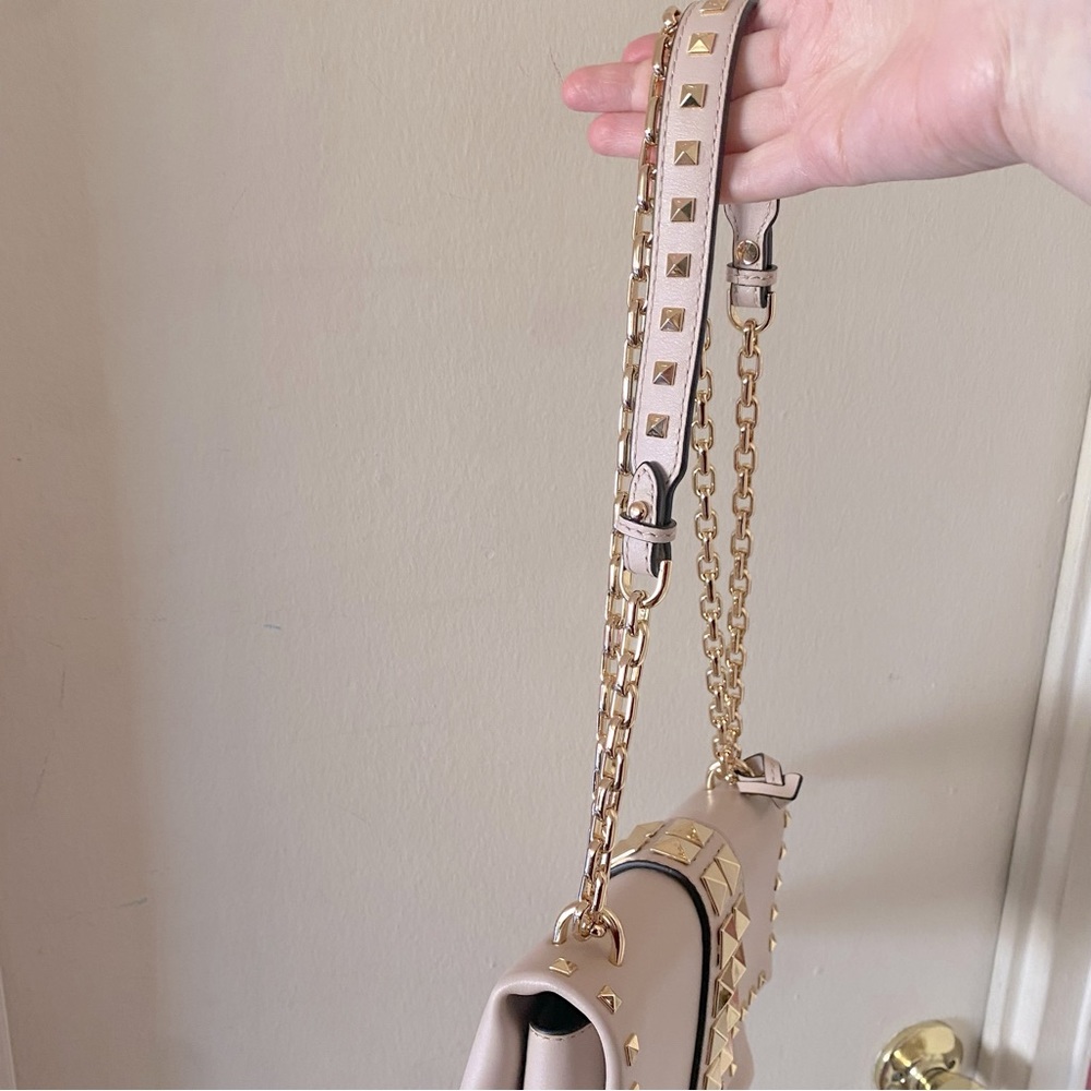 Michael Kors CeCe Pale Pink Flap Handbag w Gold Tone Studs & Studded Chain - Picture 7 of 9